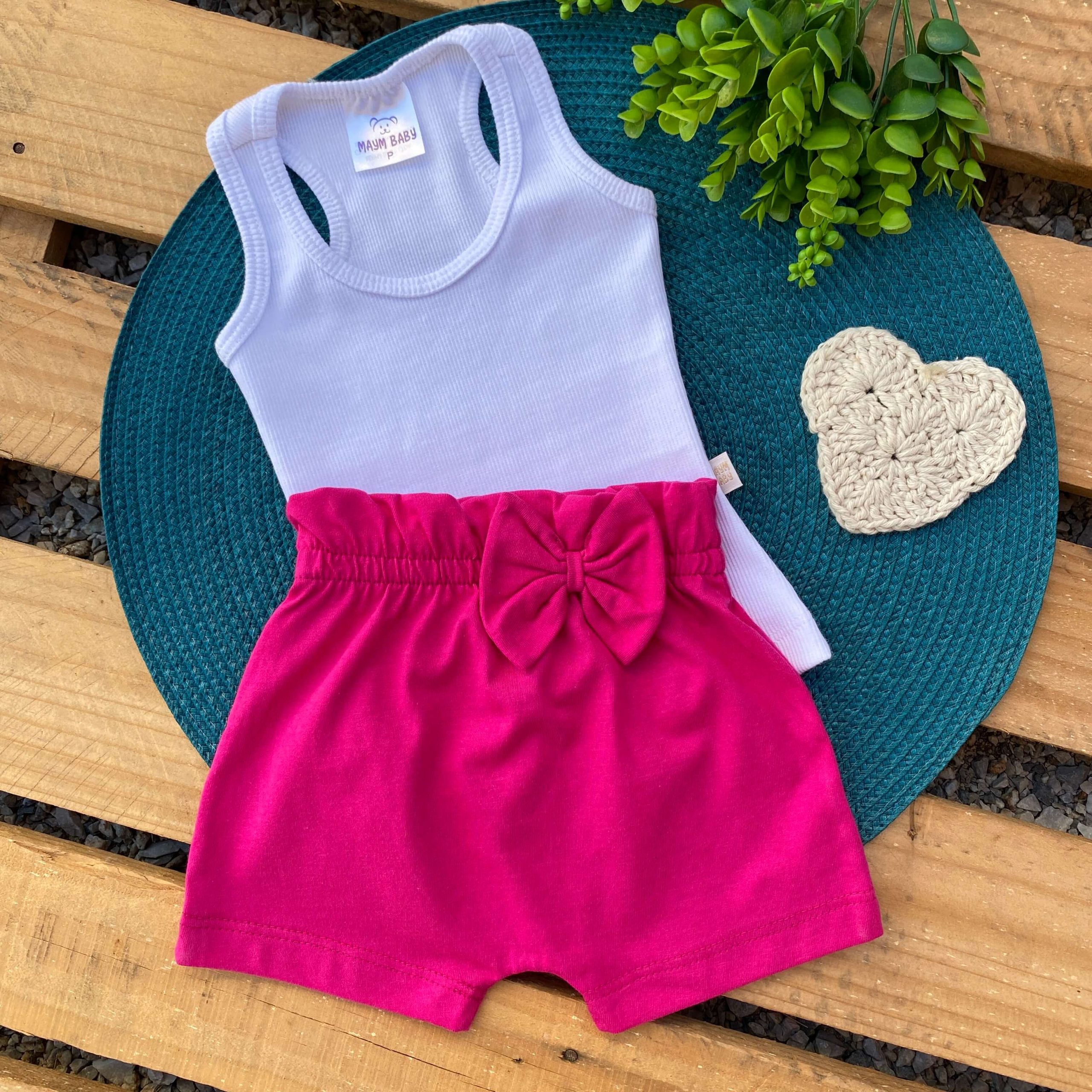 Conjunto Bebê Camiseta Branca Shorts (1/2/3)